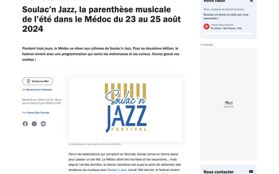 Soulac’n Jazz, la parenthèse musicale de l’été dans le Médoc du 23 au 25 août 2024