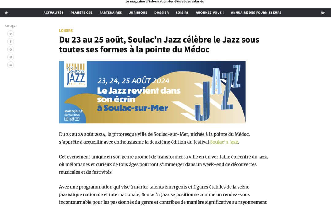 Du 23 au 25 août, Soulac’n Jazz célèbre le Jazz sous toutes ses formes à la pointe du Médoc