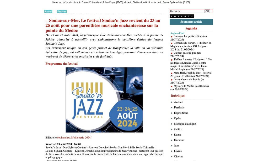 …Soulac-sur-mer. Le festival Soulac’n Jazz revient du 23 au 25 août pour une parenthèse musicale enchanteresse sur la pointe du Médoc