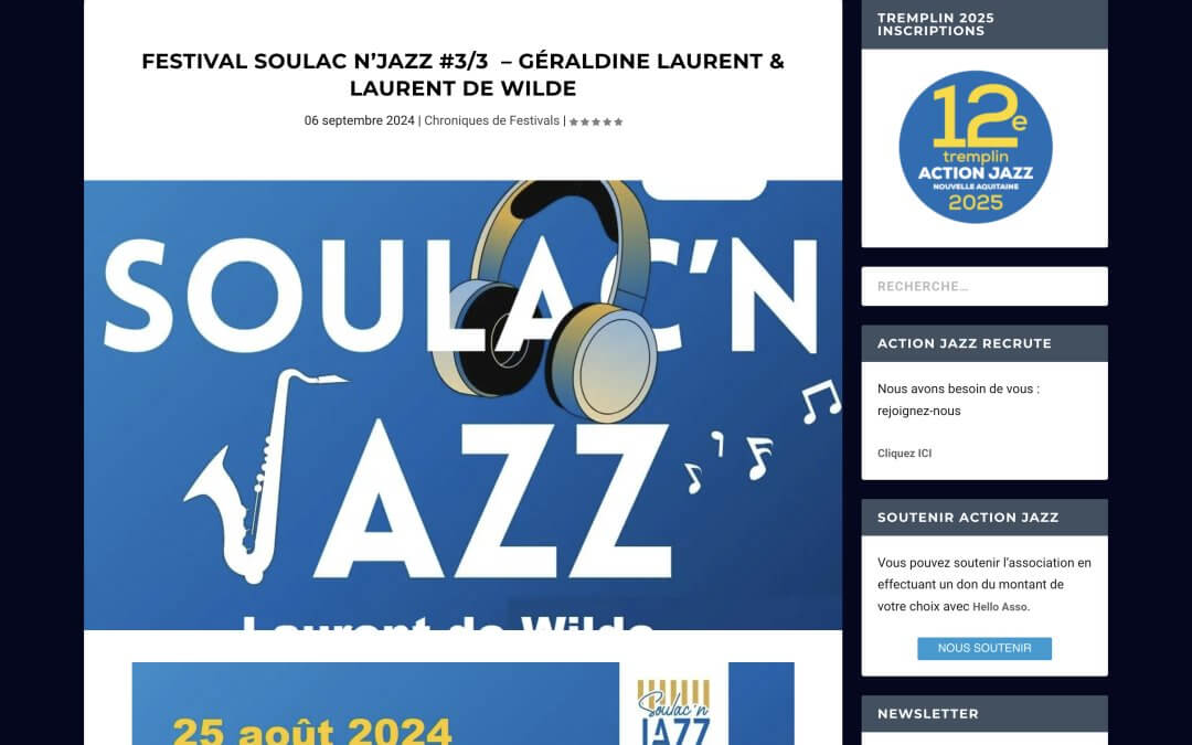 Festival Soulac’n Jazz #3/3 – Géraldine Laurent & Laurent de Wilde