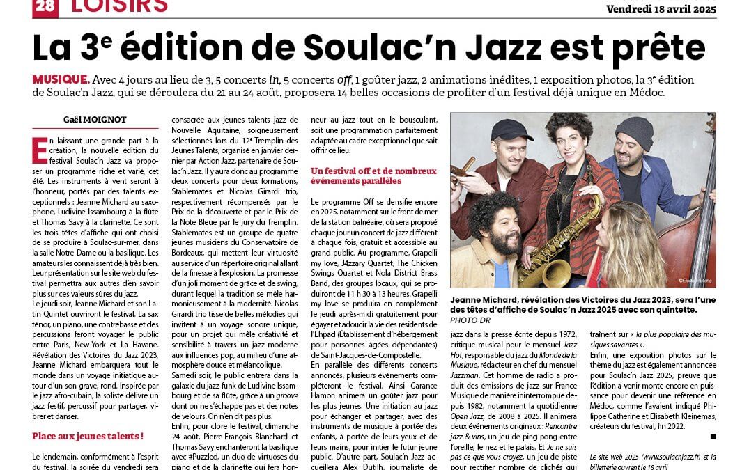 La 3e édition de Soulac’n Jazz est prête